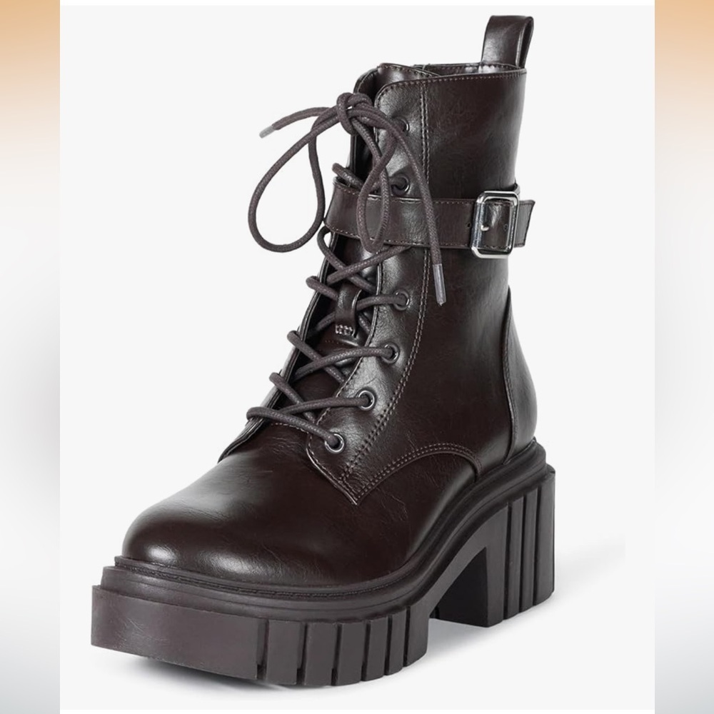 NWT The Drop Women's Chunky Chocolate Brown Platform Combat Boots size 7